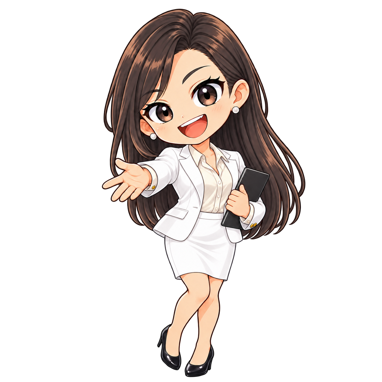 白いジャケットとスカートの桜子
